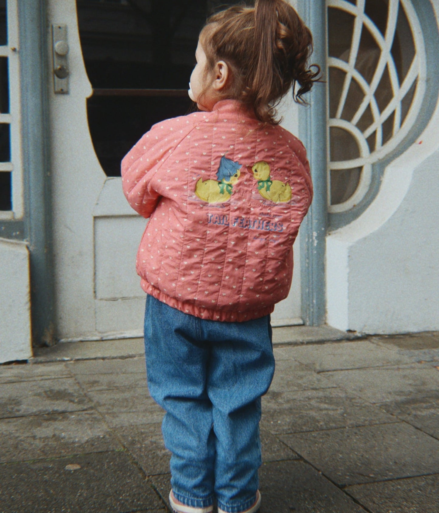Juno Duckling Printed Bomber Jacket, Coeur Feathers