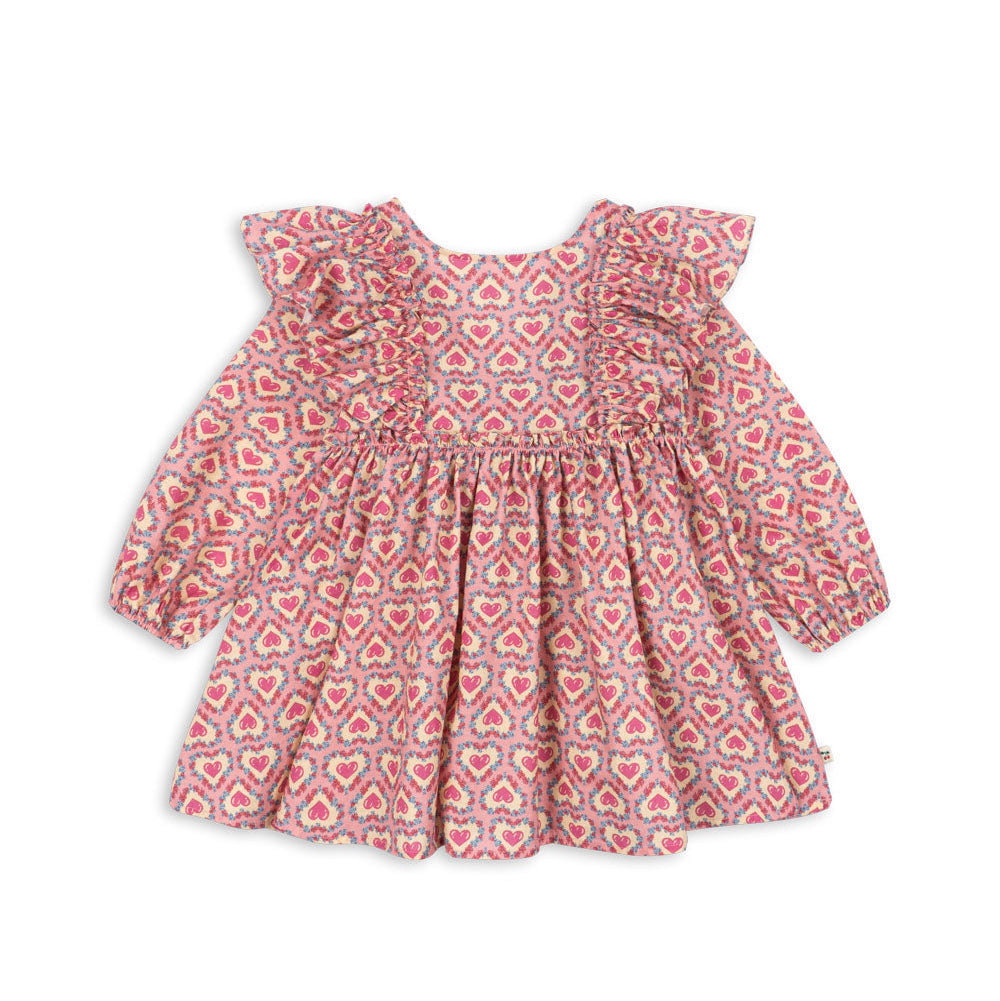 Evia LS Bow Dress GOTS, Felice Rose