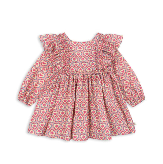 Evia LS Bow Dress GOTS, Felice Rose