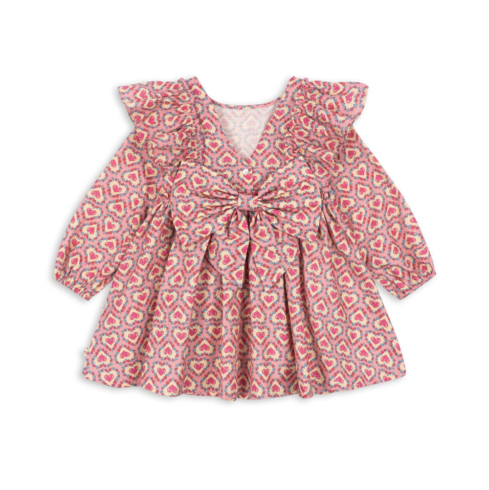 Evia LS Bow Dress GOTS, Felice Rose
