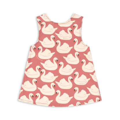 Magot Bow Dress GOTS, Swan Rose