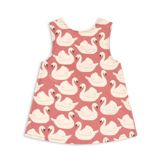 Magot Bow Dress GOTS, Swan Rose