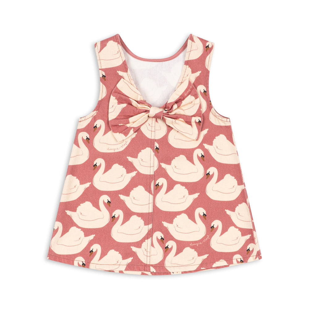 Magot Bow Dress GOTS, Swan Rose