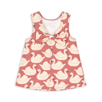 Magot Bow Dress GOTS, Swan Rose