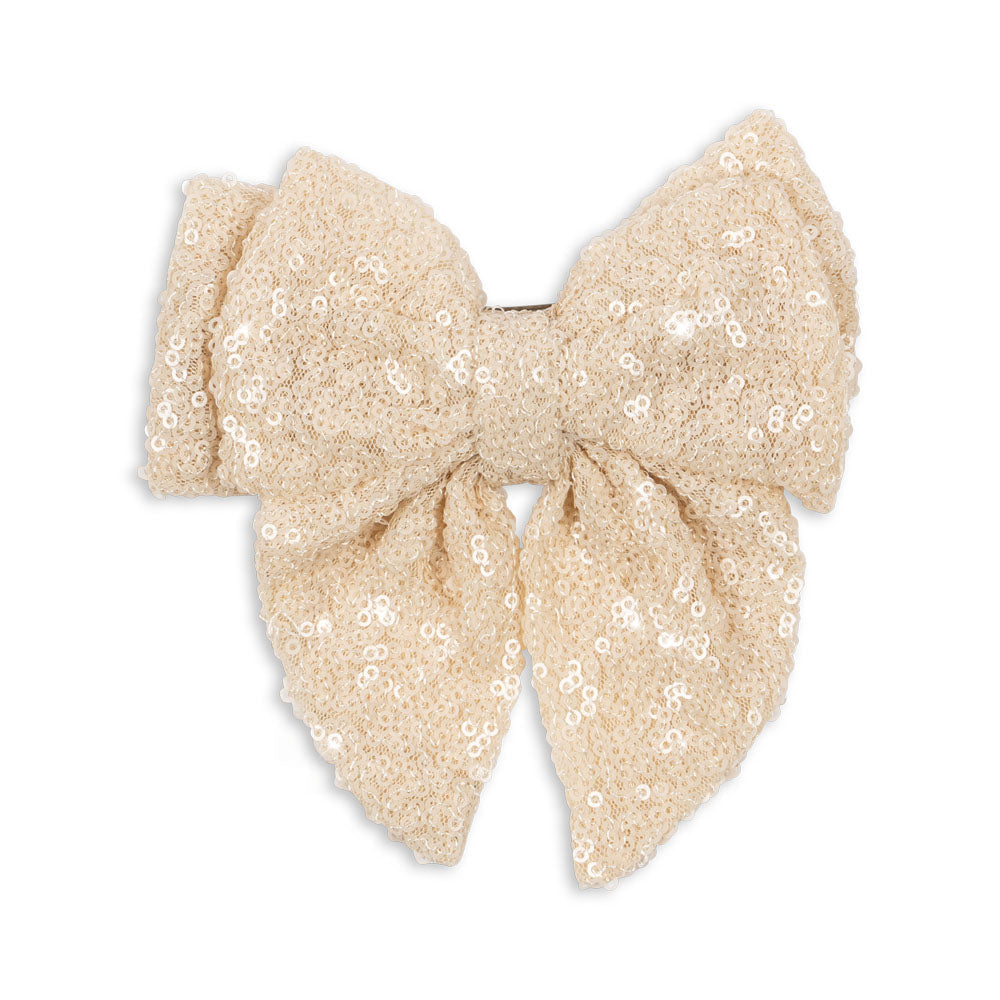 Aries Sequin Bow Hair Clips, White Sparkle