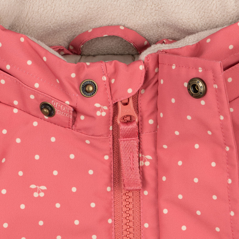 Mismou Frill Snow Jacket, Cherry Berry Dot