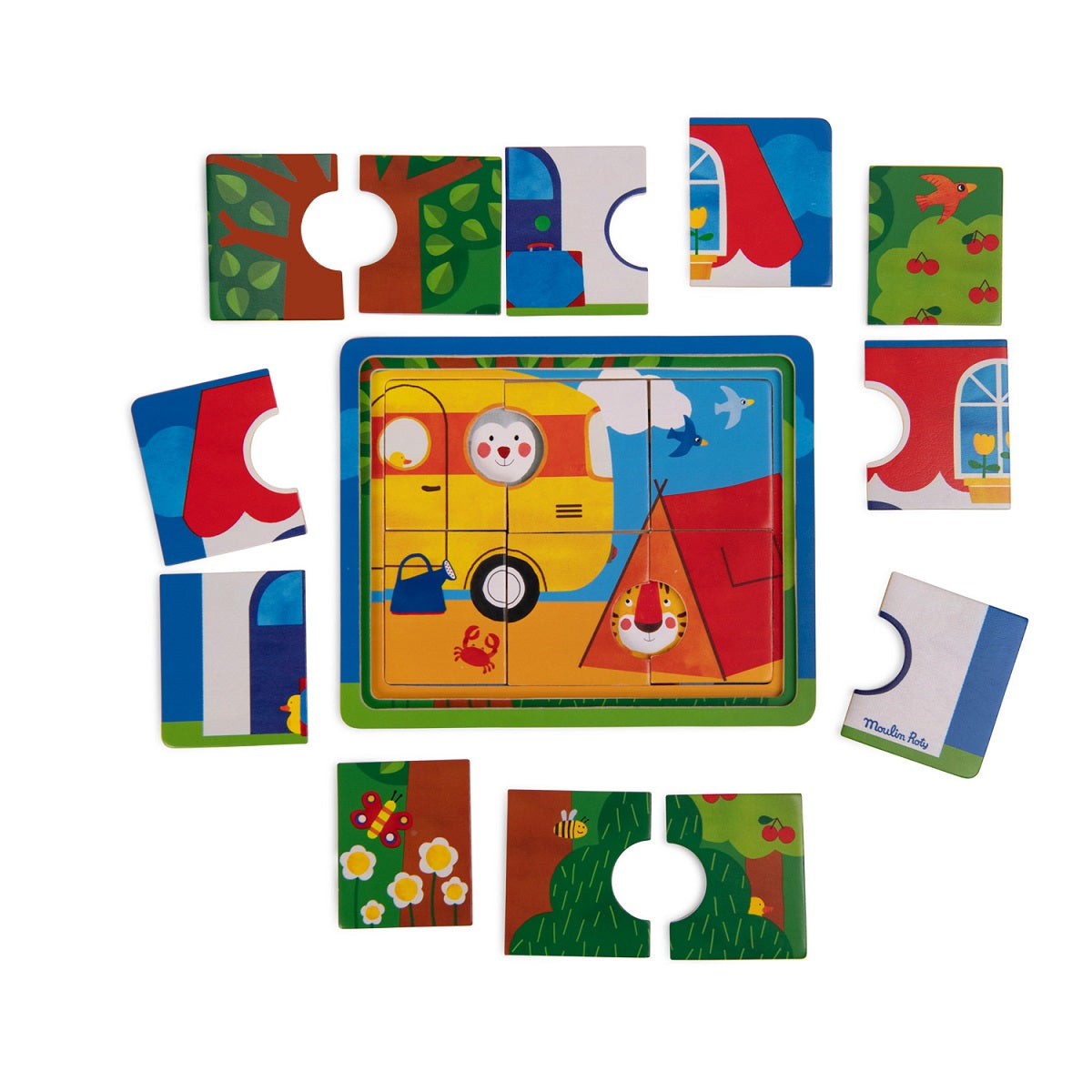 Moulin Roty Popipop 3 Level Wood Puzzle