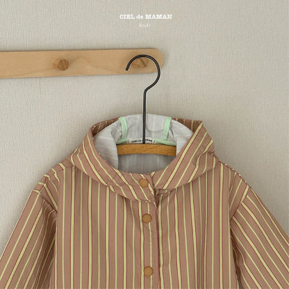 Printed Rain Coat, Beige Stripe